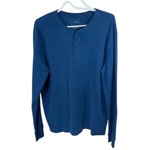 Sonoma Goods For Life Men’s Large Waffle Knit Thermal Henley Shirt Blue